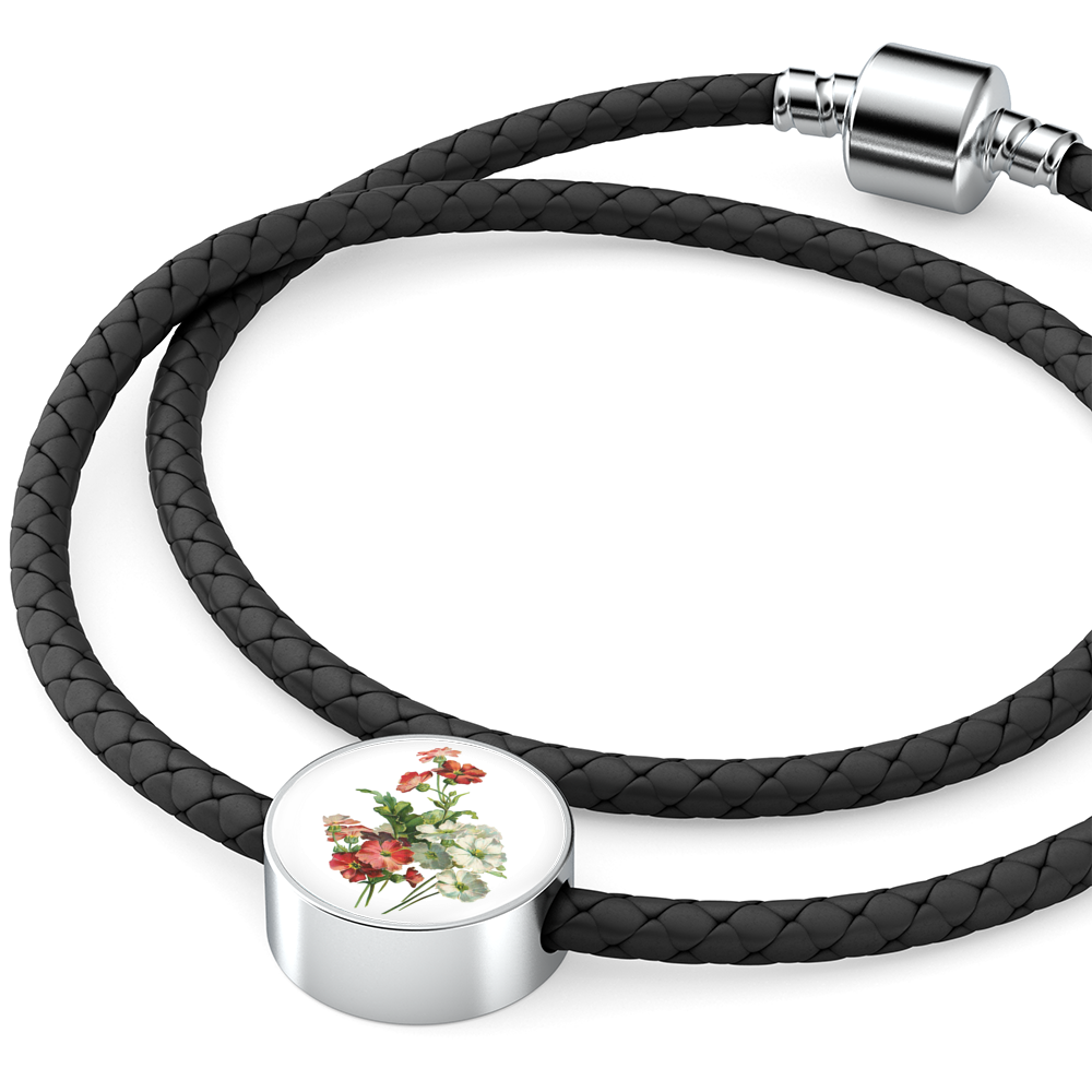 Leather Bracelet: February, Primrose Red and White