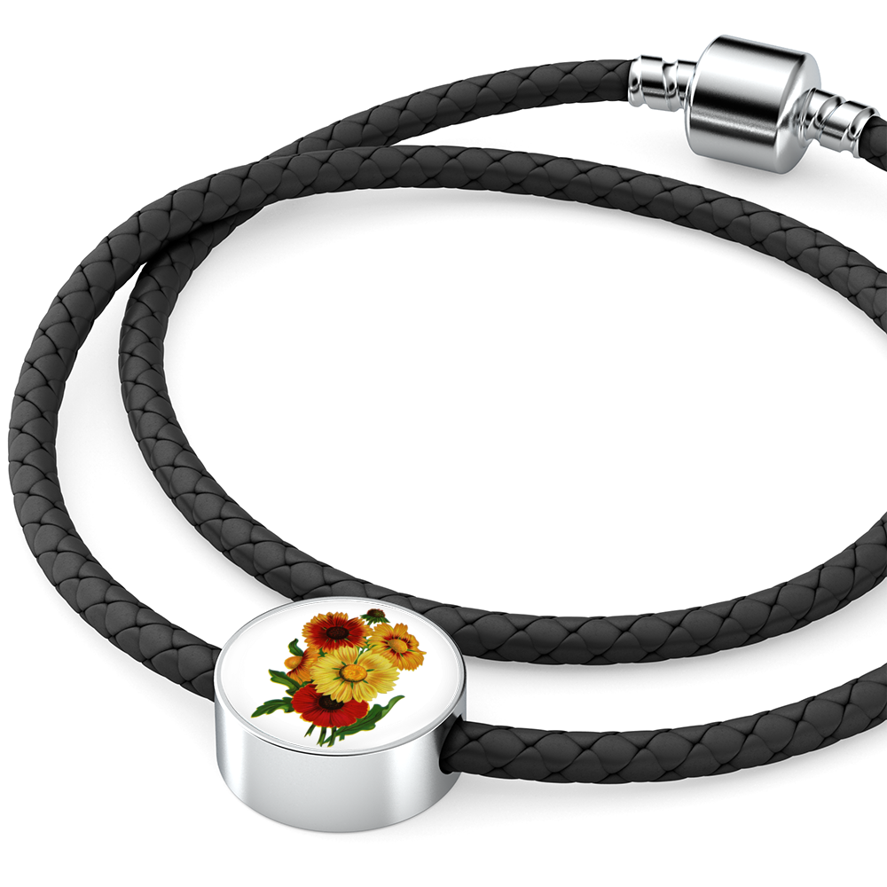 Leather Bracelet: Leo, Sunflowers 2