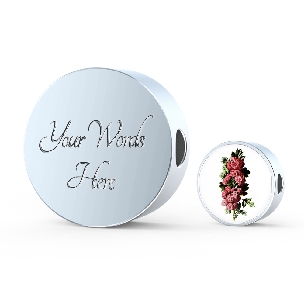 Carnations Deep Pink, Round Charm Only