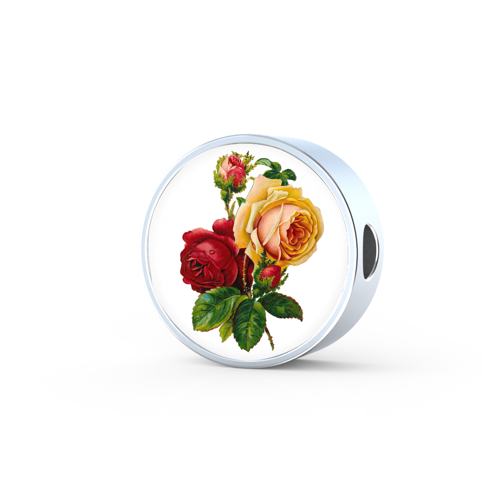 June: Rose Red and Yellow, Round Charm Only