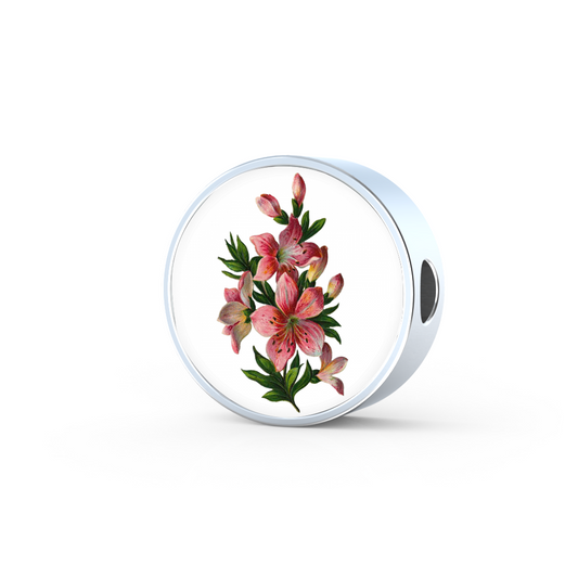 Round Charm: Taurus, Lily Pink