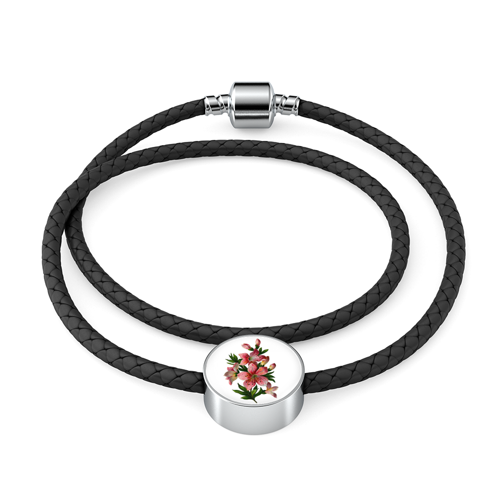 Leather Bracelet: Lily Pink