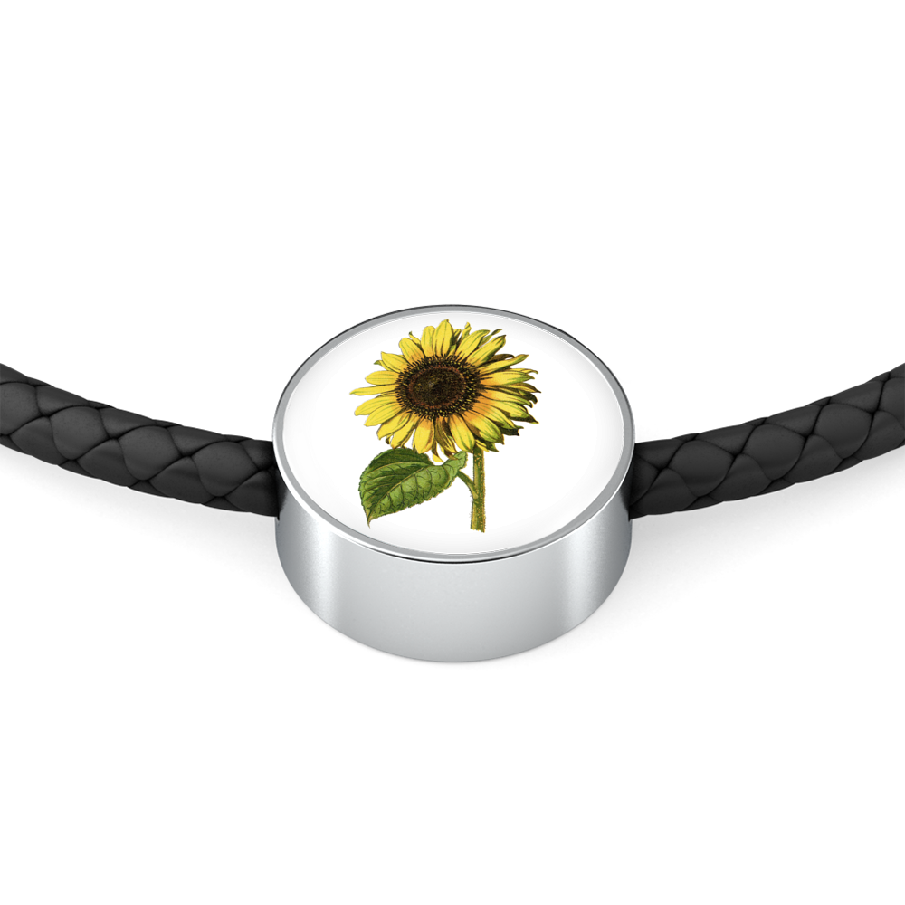 Leather Bracelet: Leo, Sunflower