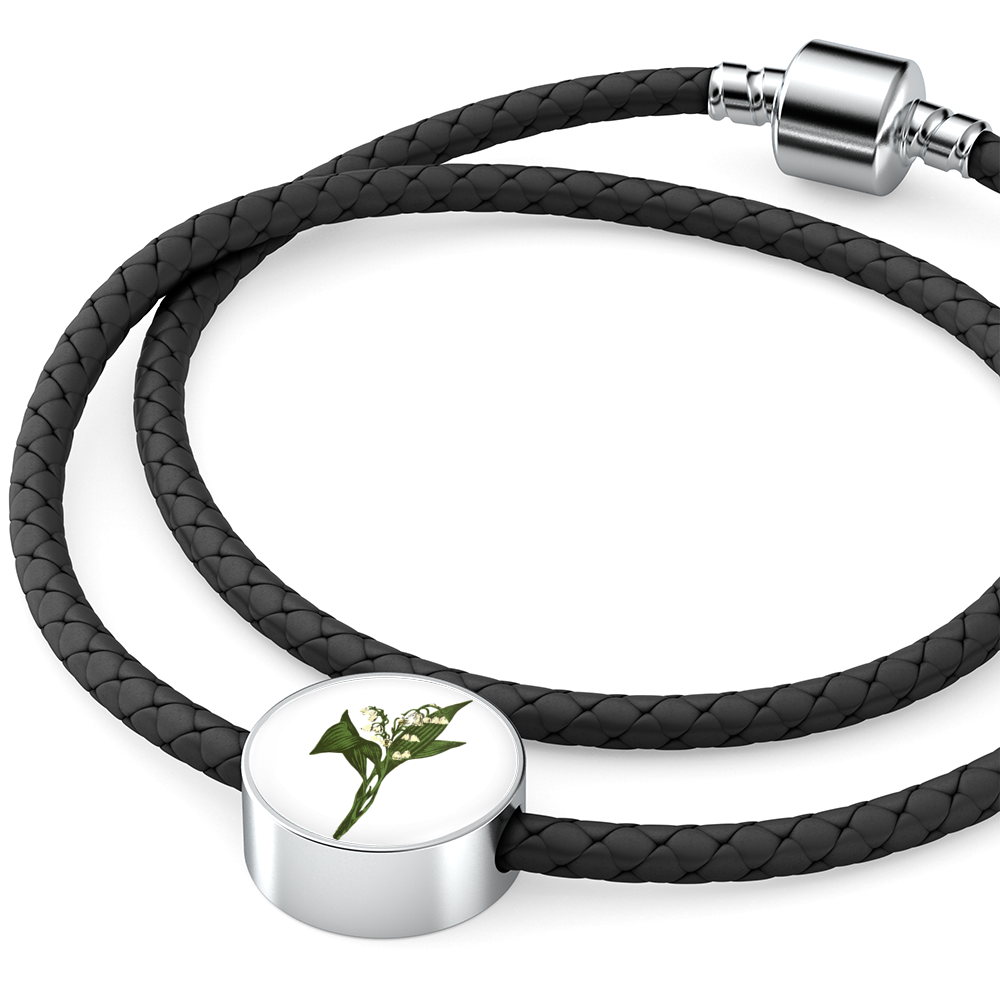 Leather Bracelet: May, Lily of the Valley