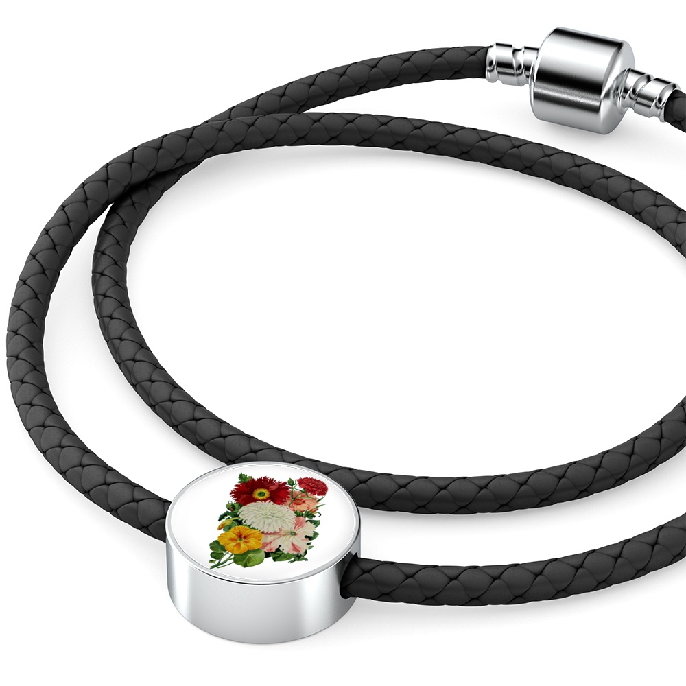 Leather Bracelet: Poppies