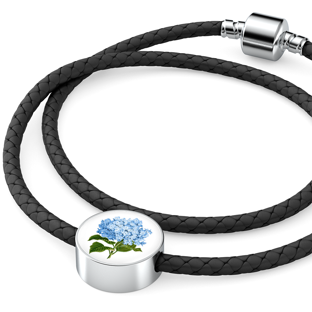 Leather Bracelet: Hydrangeas