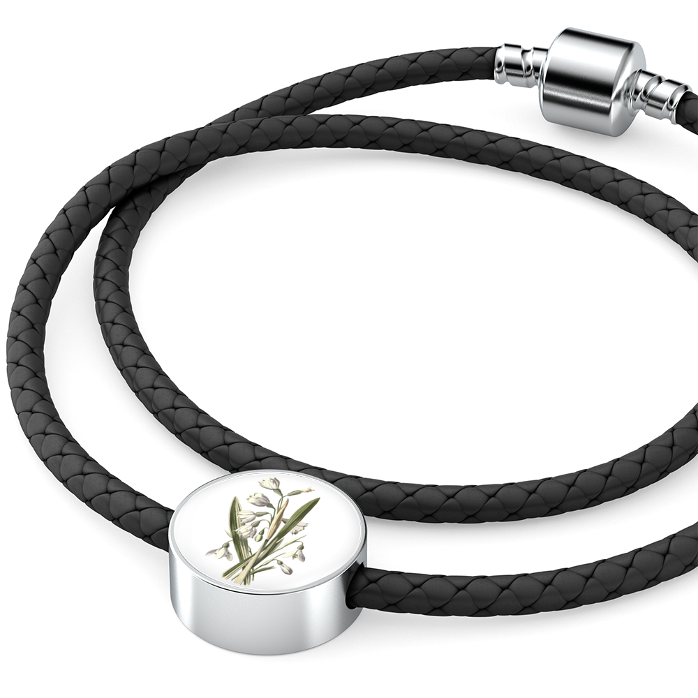 Leather Bracelet: January, Snowdrop