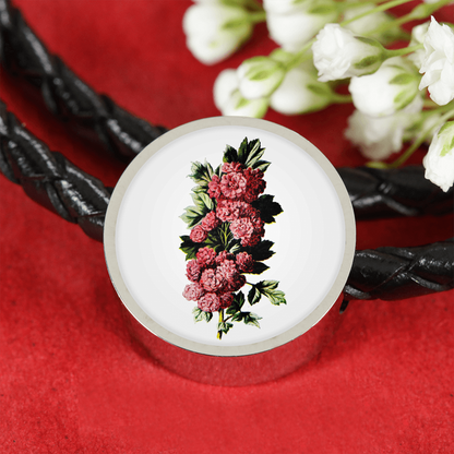 Leather Bracelet: January, Carnations Deep Pink