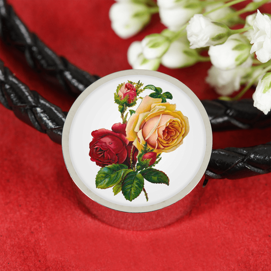Roses, Roses, Roses: Red and Yellow, Leather Bracelet