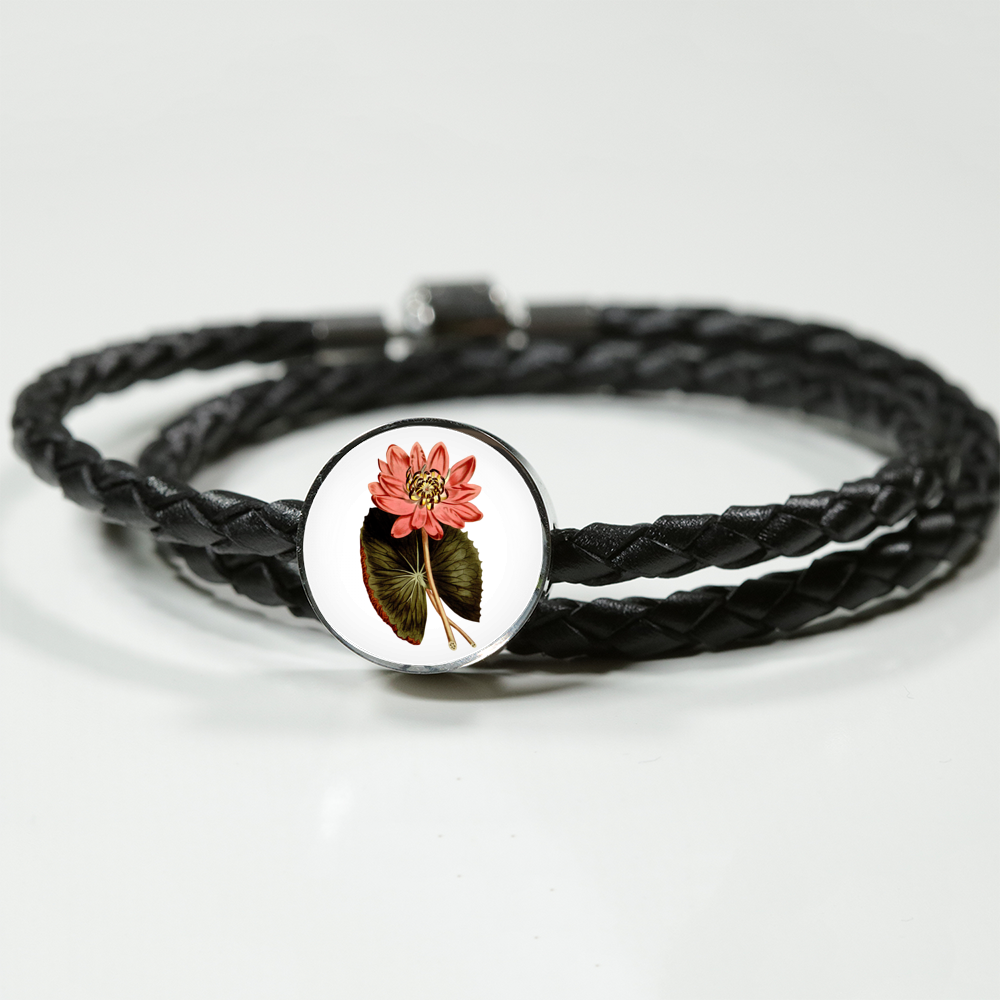 Leather Bracelet: July, Water Lily Pink