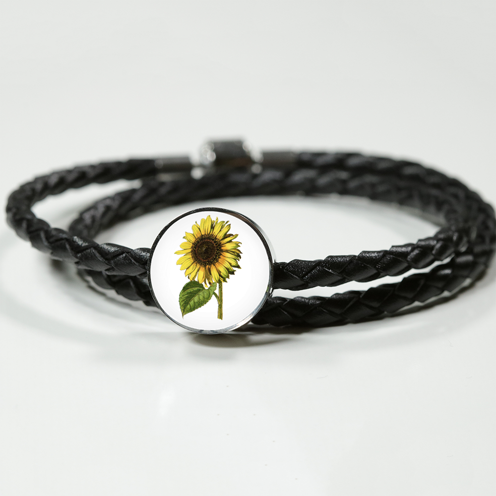 Sunflower, Leather Bracelet