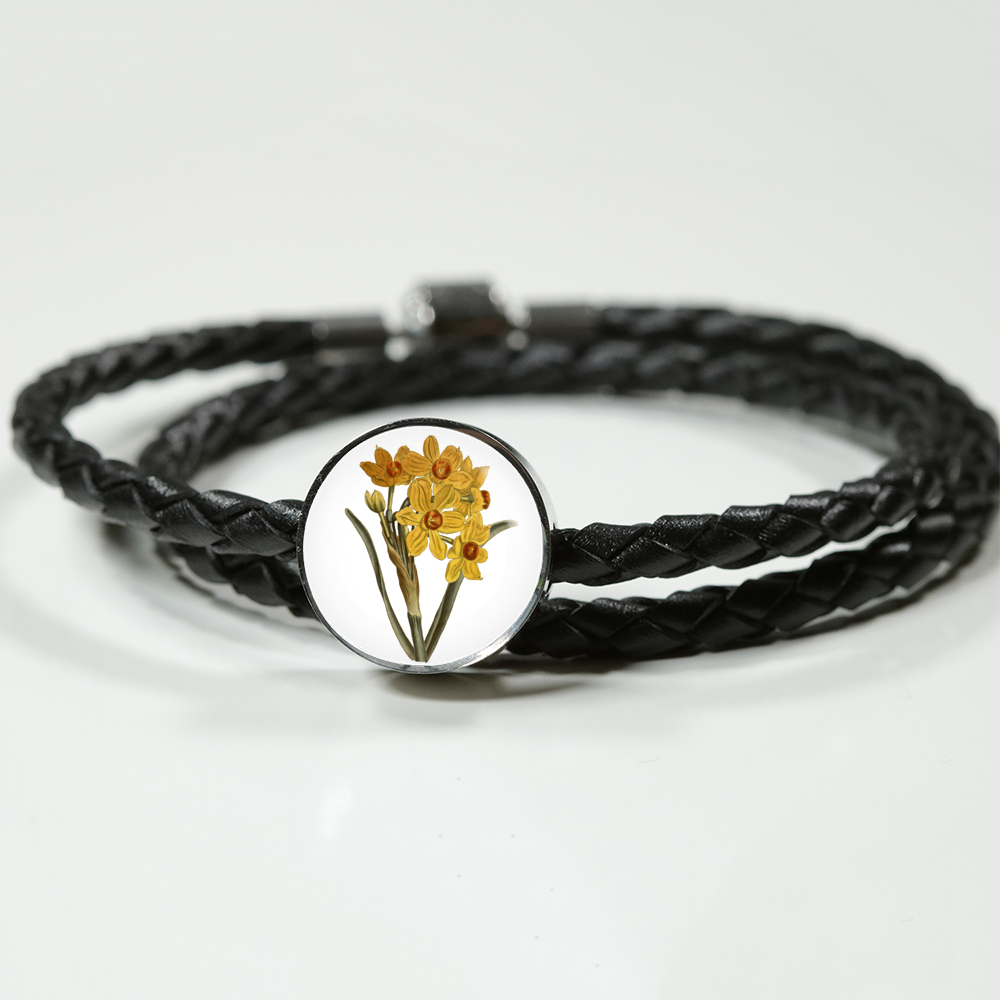 Narcissus Yellow, Leather Bracelet
