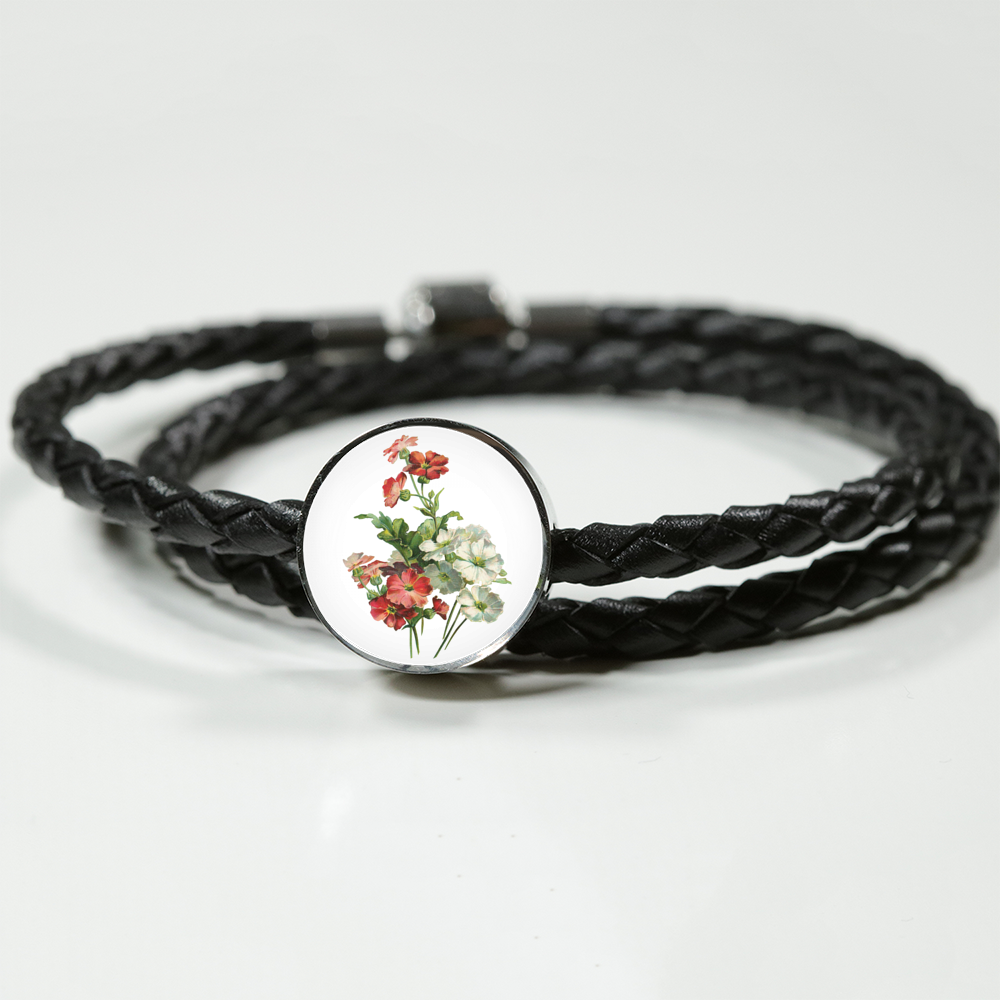 Primrose Red and White, Leather Bracelet