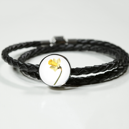 Leather Bracelet: March, Daffodil