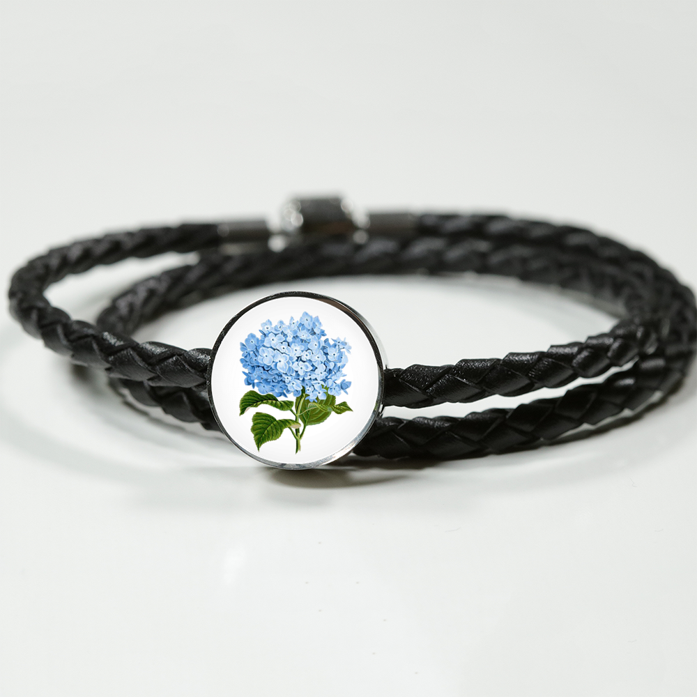 Leather Bracelet: Hydrangeas