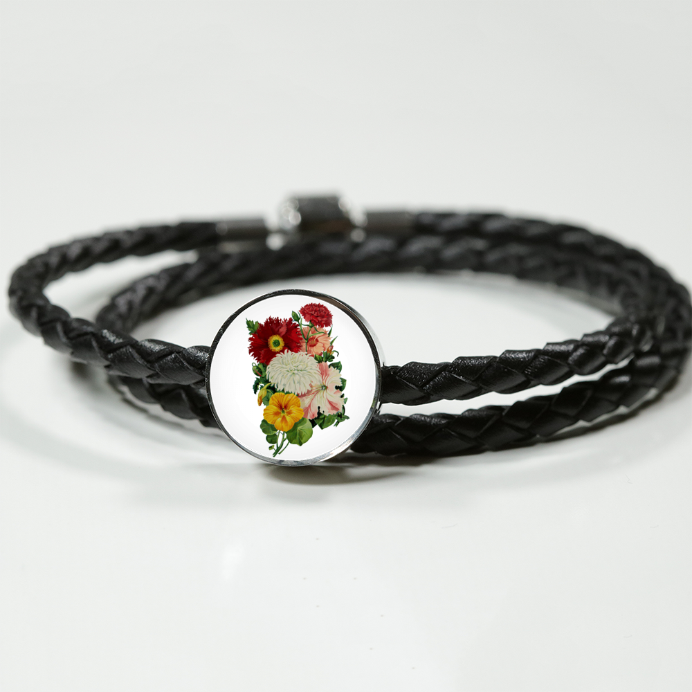 Leather Bracelet: Poppies