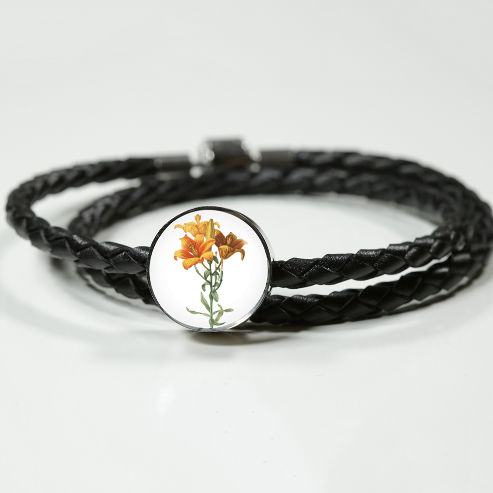 Leather Bracelet: Taurus, Lilies